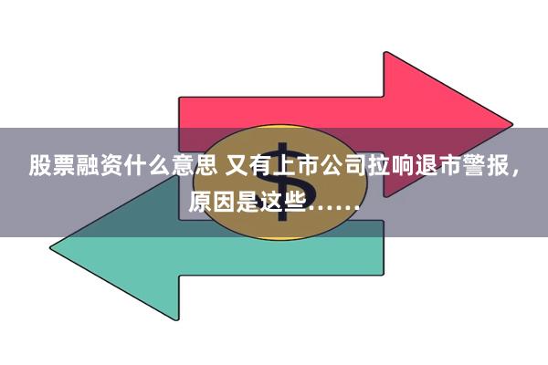 股票融资什么意思 又有上市公司拉响退市警报，原因是这些……