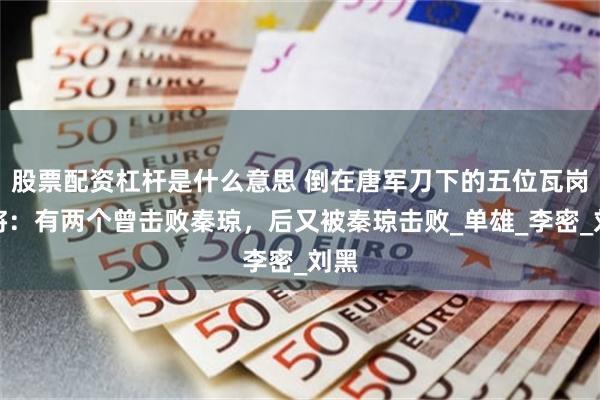 股票配资杠杆是什么意思 倒在唐军刀下的五位瓦岗名将：有两个曾击败秦琼，后又被秦琼击败_单雄_李密_刘黑